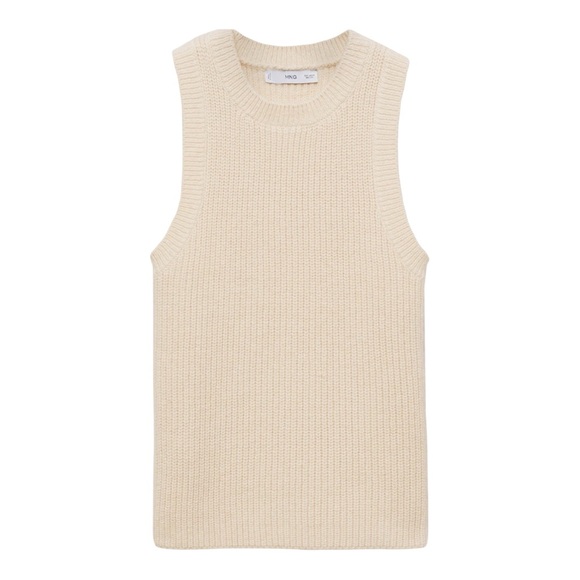 Mango Sweaters - MANGO Tappeito Cotton & Wool Sweater Vest in Light Beige Size Small NWT